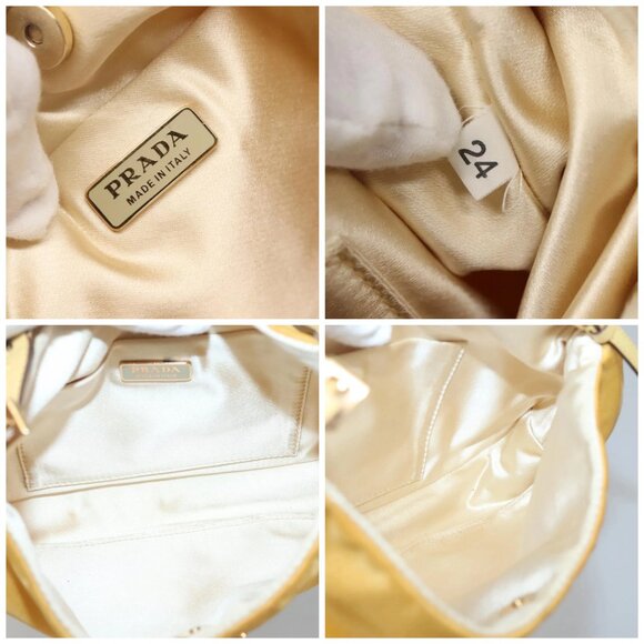 PRADA Chain Shoulder Bag Nylon Yellow Gold Auth 139938 - Picture 15 of 16